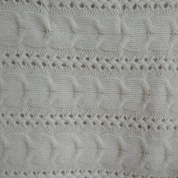 Y2K Abercrombie & Fitch wool cashmere angora cream bolero cable knit sweater M L - Picture 7 of 14